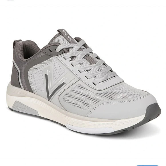 Vionic Shoes - Vionic Mesh Walking Sneakers with Vio Beam - Walk Strider Size 7 Gray/ white